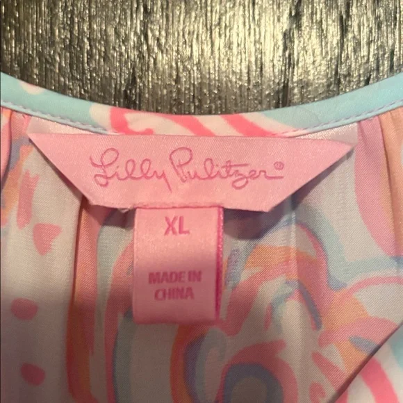 Lilly Pulitzer Pink and Orange Alanna Off Shoulder Dress XL - Picture 2 of 6